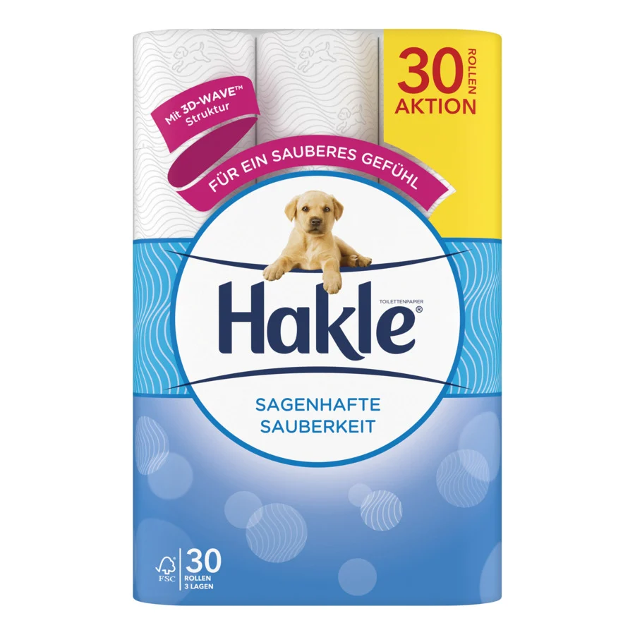 Hakle Toilettenpapier Klassische Sauberkeit weiss 3-lagig 30 Rollen